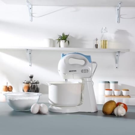 KNSM6102 خلاط يدوي كريبتون 150W مع وعاء أبيض / أزرق