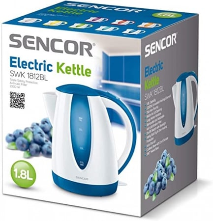 غلاية كهربائية من سينكور سعة 1.8 لتر 2000 واط SWK 1815VT أبيض/أزرق