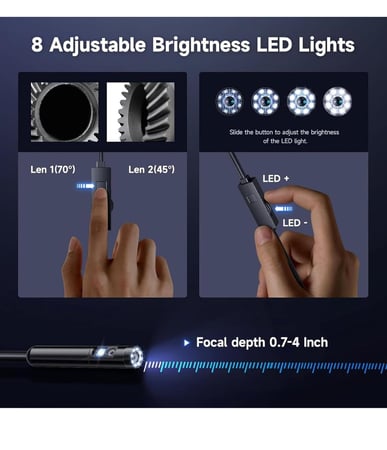 كاميرا فحص USB نوع C 3 في 1، بوريسكوب مع 6 مصابيح LED قابلة للتعديل، كاميرا بوريسكوب 5.5 ملم Ip67 لاجهزة اندرويد والنوت بوك والكمبيوتر (5 متر)