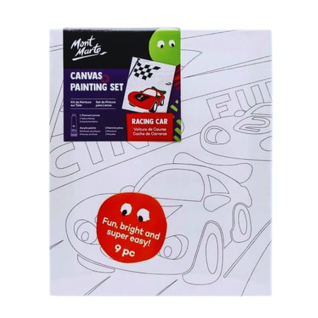 مونت مارت | لوح كانفس مع ألوان وفرشه من 9 قطع - طبعة سيارة
