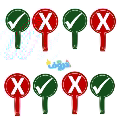 بطاقات صواب وخطأ ( 4 بطاقات ) أمام وخلف