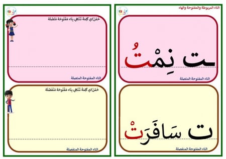 التاء المربوطة والتاء المفتوحة والهاء