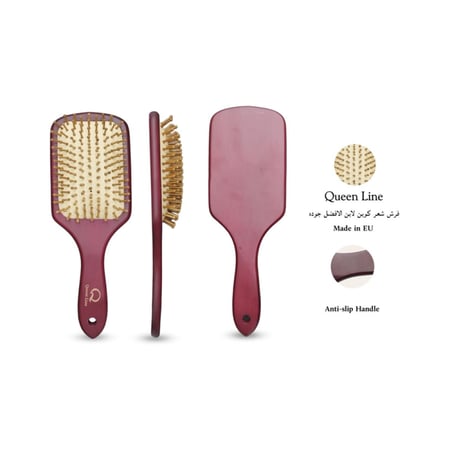 فرشاة شعر خشبيه عريضه باسنان خشبيه مدببه كوين لاين موديل GNR-2006