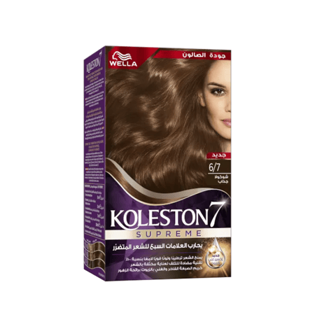صبغة شعر كالستون7 سوبرمي من ويلا شوكولا جذاب 6/7 مع الإكسير الغني بالزيوت 50مل كريم الصبغه الفاخر 50مل مظهر لون 15مل منشط لون 10مل×2 إكسير غني بالزيوت زوج من القفازات