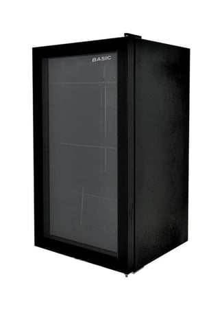 ثلاجة بيسك عرض ميني 4.4 قدم، 126 لتر، باب زجاجي، أسود - BRS-SC126ML