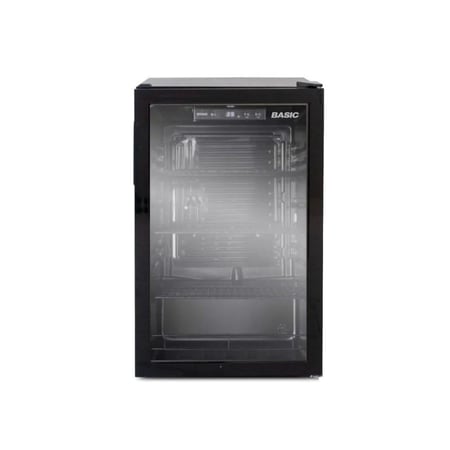 ثلاجة بيسك عرض ميني 4.4 قدم، 126 لتر، باب زجاجي، أسود - BRS-SC126ML