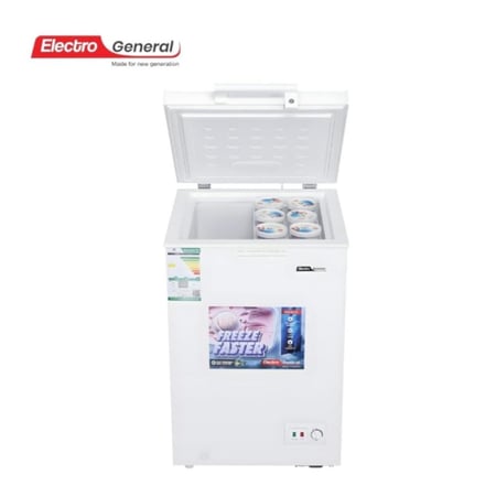 فريزر أفقي Electro General سعة 100 لتر - تجميد سريع وإضاءة LED - موديل NCH-WL101