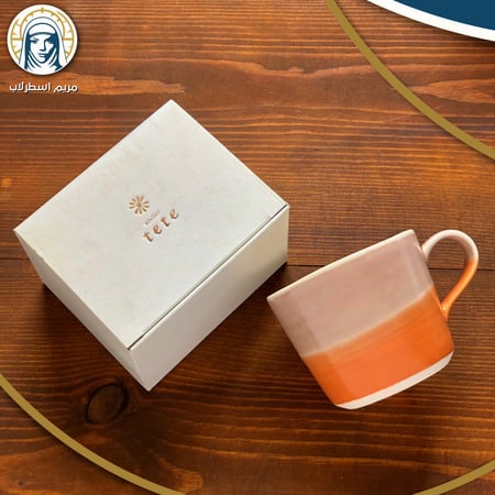 كوب سراميك - زهري وبرتقالي