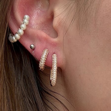 اقراط فل زيركون مستطيل