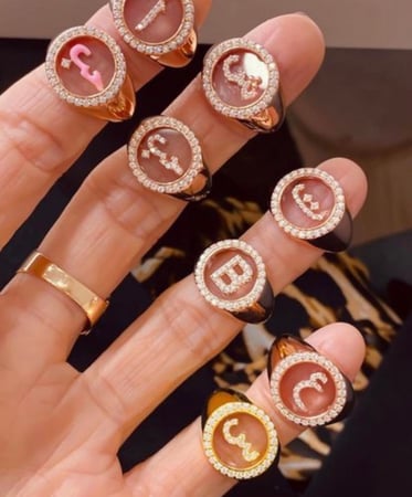 خاتم حرف ب - فضي