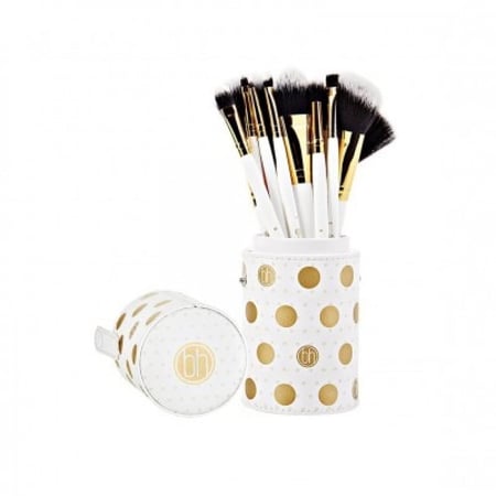 مجموعة فرش دوت من بي اتش ابيض مع ذهبي - 11 قطعة