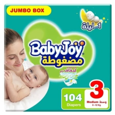 حفاضات اطفال بيبي جوي العبوة الضخمة كرتون رقم 3 - 104 حفاضة