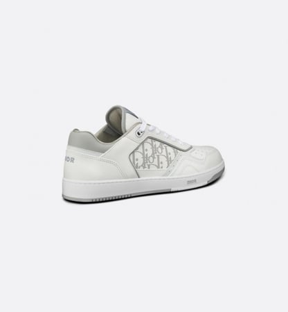 B27 LOW-TOP SNEAKER White and Gray Smooth Calfskin with White Dior Oblique Galaxy Leather