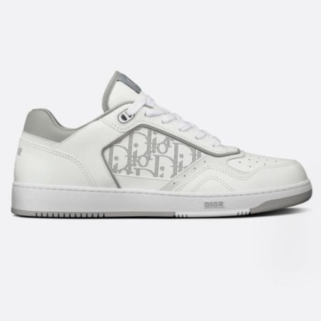 B27 LOW-TOP SNEAKER White and Gray Smooth Calfskin with White Dior Oblique Galaxy Leather