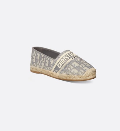 Dior Granville Espadrille Stone Gray Dior Oblique Embroidered Cotton