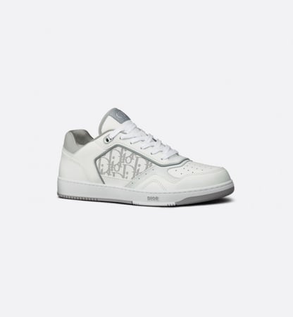 B27 LOW-TOP SNEAKER White and Gray Smooth Calfskin with White Dior Oblique Galaxy Leather