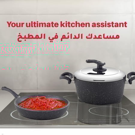 طقم قدور جرانيت غطاء ستيل - 13 قطعة - رمادي