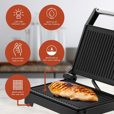 صانعة ساندوتش كيون - 1000 واط - قابلة للفتح لدرجة 180  340-NA-KHD/4256