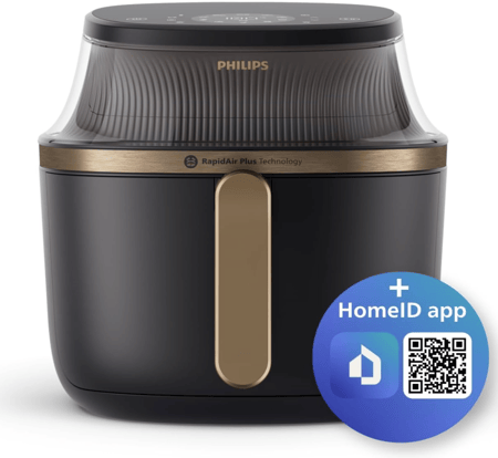 مقلاة فيليبس الهوائية XL - سعة 6.2 لتر، 1700 واط، نافذة طهي شفافة، 16 وظيفة طهي، شاشة تعمل باللمس، تقنية رابيد إير بلس، أسود - NA332/00