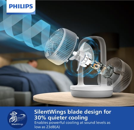 فيليبس مروحة طاولة سلسلة 2000، 24.0 واط، ابيض، عدد المنافذ: 3