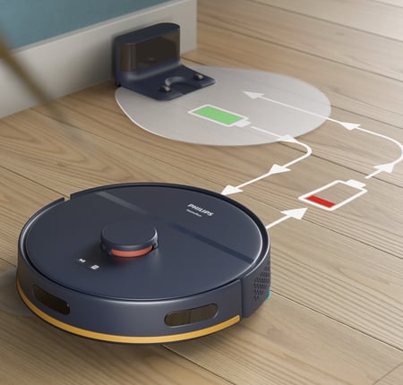 فيليبس مكنسة روبوتية السلسلة 2000، كنس & مسح، قوة شفط مزدوجة - XU2000/15