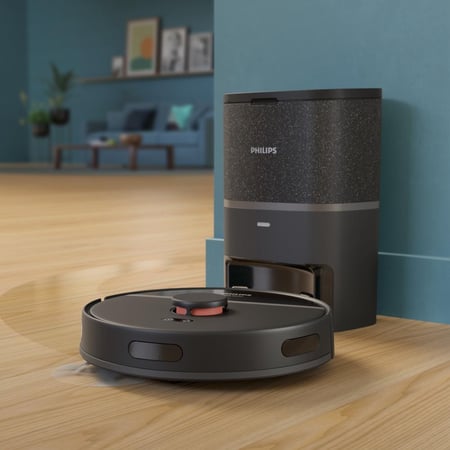 HomeRun 3000 Series Aqua من فيليبس - روبوت التكنيس والتمسيح, مع محطة التفريغ التلقائي, متصل بتطبيق HomeRun- XU3100/01