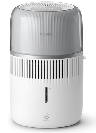 جهاز ترطيب الهواء سيريز 5000 من فيليبس- للغرف حتى 56 م²، معدل ترطيب 400 مل/ساعة، ترطيب مستمر 37 ساعة، إضاءة محيطة، أبيض/ فضي
