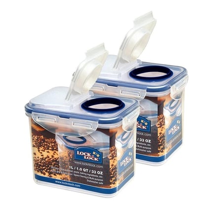 حافظة طعام مستطيلة لوك آند لوك - 1 لتر - غطاء قابل للطي - بلاستيك