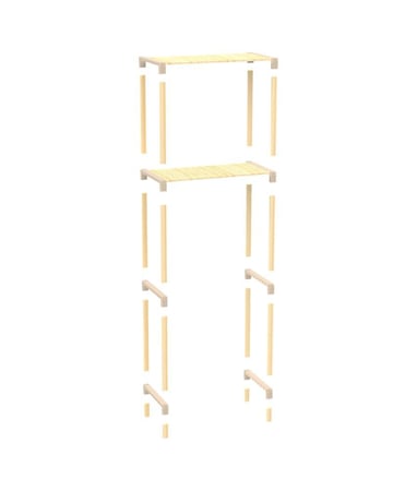 رف تنظيم للغسالات فيكس وود - خشب وبلاستيك - ثلاث أرفف للتنظيم