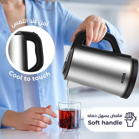 غلاية ماء كهربائية كيون - 2.5 لتر - 1500 واط - ستيل 340-LW-KHD/207