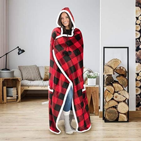 New Lazy Blanket Winter Clothes Hooded Nightgown Outdoor Warm Clothing Cashmere TV Blanket Autumn and Winter Warm Clothing)