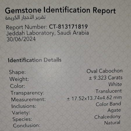 حجر عقيق مصور طبيعي مفحوص و موثق بشهادة مختبر