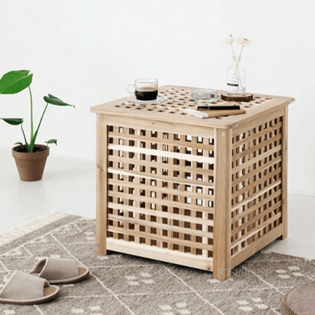 طاوله جانبية خشبيه مع مساحة تخزين