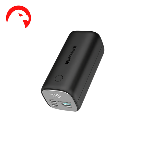 شاحن متنقل راف باور بقوة 14000mAh مع منافذ 2PD ومنفذ USB - أسود