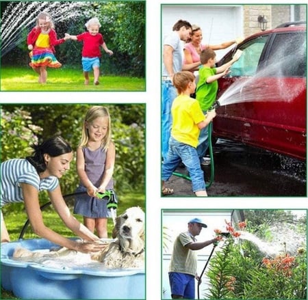 خرطوم الماء القابل للتمدد طول 15 متر بعد التمدد الكامل مع رأس بلاستيكي