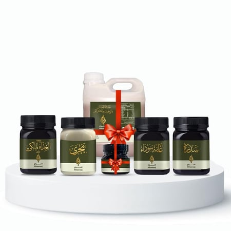 باقة الخير (كيلو سدر، كيلو غابة سوداء،  كيلو عسل مجرى، كيلو خلطة الغذاء الملكي بلس + هديتين خليط الشتاء والعكبر)