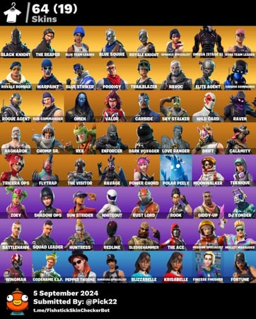 حساب فورت نايت سكن شيطون + رويال بومبر + سكنات التويتش + سكنات السوني +64 سكن اساسي يربط سوني