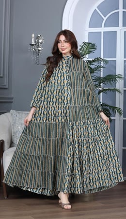 جلابية كلوش قطن 100% بتشكيلة نقوشات رائعة