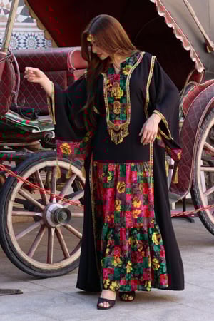 جلابية كريب بحريني وشالكي بحزام داخلي مخفي