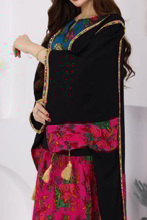 جلابية كريب بحريني وشالكي بحزام داخلي مخفي