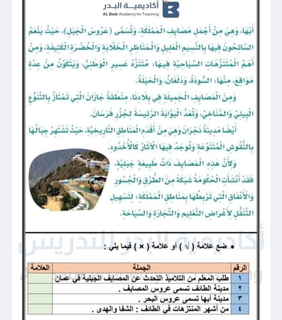 أوراق عمل لمادة لغتي - صف ثالث ابتدائي للفصل الدراسي الأول
