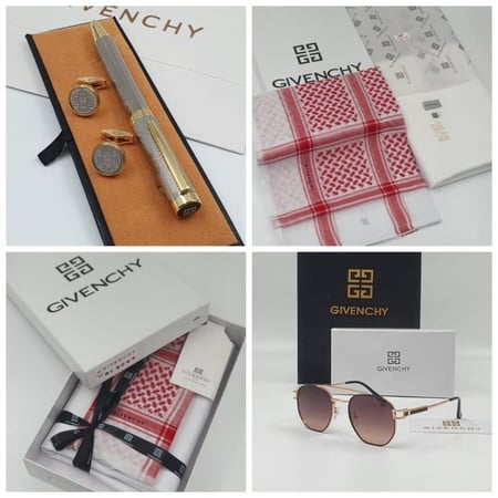 طقم جيفنشي (قماش+شماغ+قلم مع كبك+نظارة)- كشخاتي