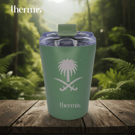 كوب حراري 350 مل أخضر ملكي (قابل للتخصيص)