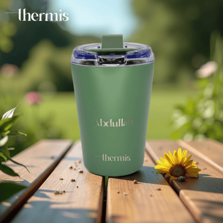 كوب حراري 350 مل أخضر ملكي (قابل للتخصيص)