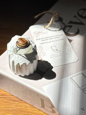 خاتم القهوة المخملية - فضي