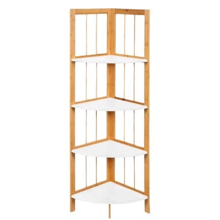 رف تخزين زاوية خشبي 4 ارفف