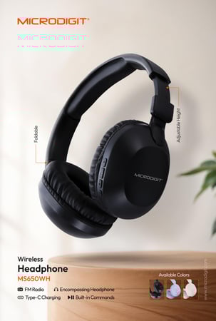 سماعات رأس بلوتوث مايكروديجيت MS652WH