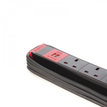 توصيلة كهربائية 5 مقابس 2 يو اس بي 3 ياردة 3250 واط - سافكس PDU 820 5W-3Y-USB