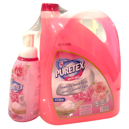 صابون رغوة لغسيل اليدين بالورد الجوري 4 لتر + 500 مل PURETEX