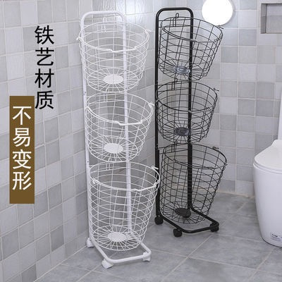 سلة غسيل بعجلات 3 طبقات لون اسود HE6384